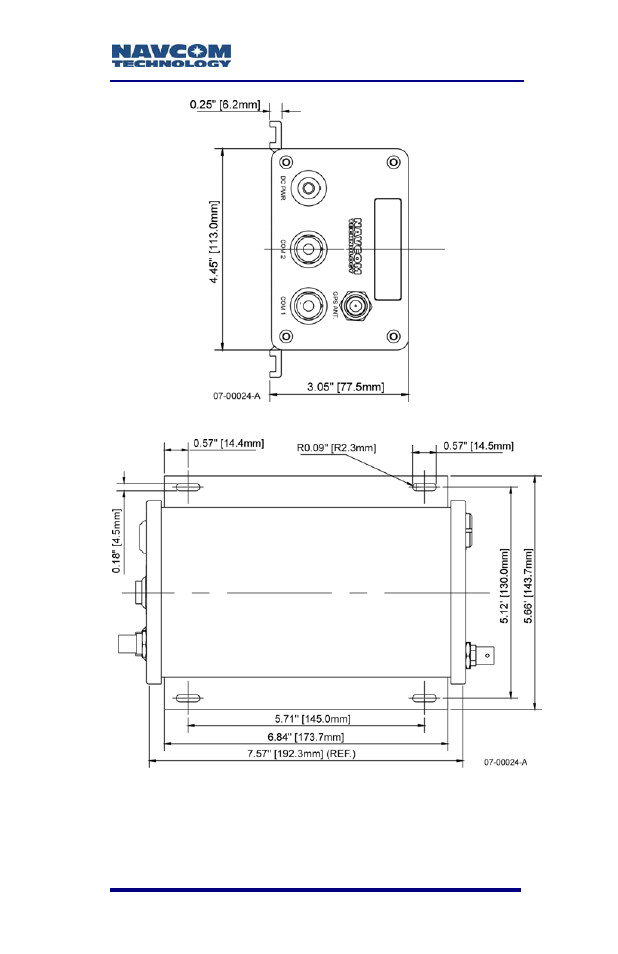 Figure 10: sf-2050 base plate dimensions | NavCom SF-2050 Rev.G User Manual | Page 47 / 99