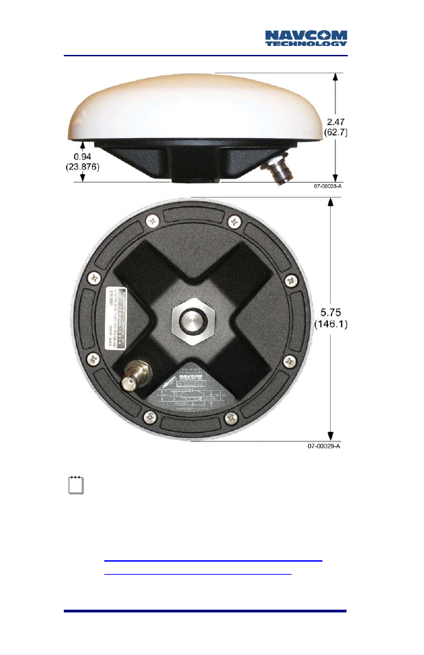 Figure b1: an-2004t antenna dimensions | NavCom SF-2050 Rev.G User Manual | Page 70 / 99