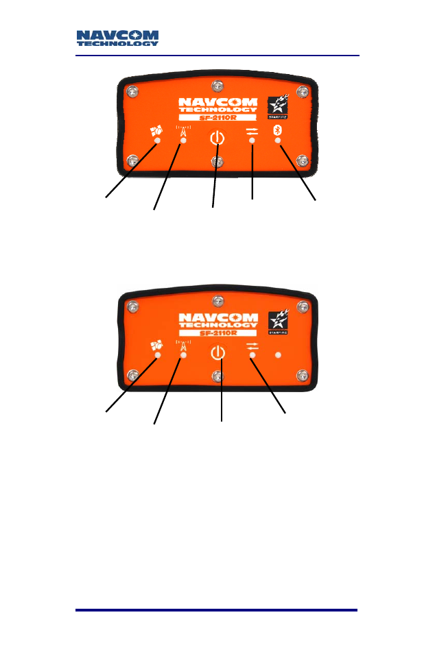 Figure 5: sf-2110 front view with bluetooth, Figure 6: sf-2110 front view without bluetooth | NavCom SF-2110 Rev.C User Manual | Page 35 / 99