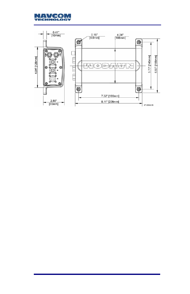 Block diagrams, Figure 15: sf-2110 base plate dimensions with, Mounting | Brackets | NavCom SF-2110 Rev.C User Manual | Page 47 / 99