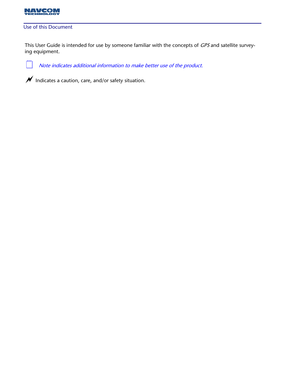 Use of this document | NavCom StarPac Rev.A User Manual | Page 6 / 15