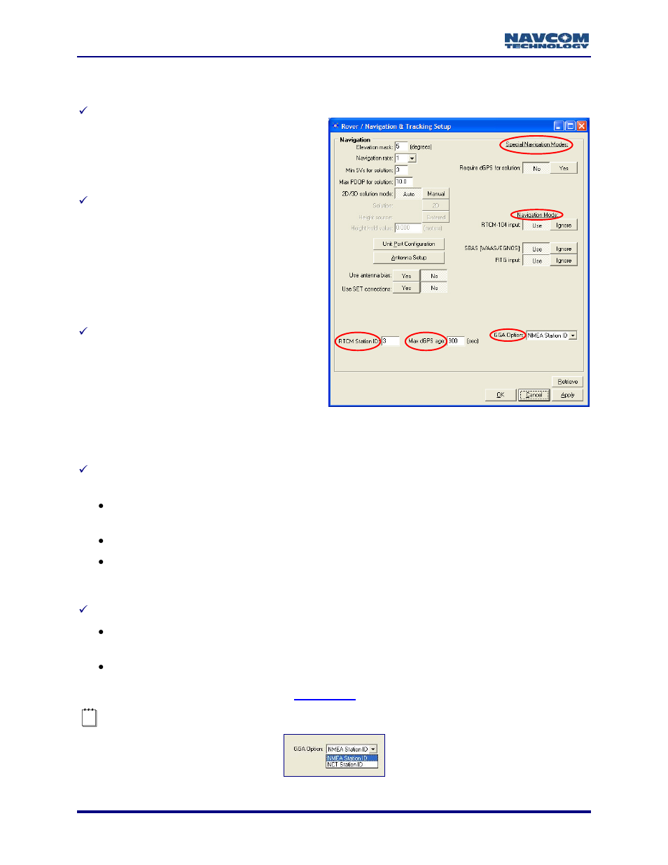 Special navigation modes, Navigation modes, Gga option | Figure 15: gga option | NavCom StarUtil-2110 Rev.B User Manual | Page 24 / 85