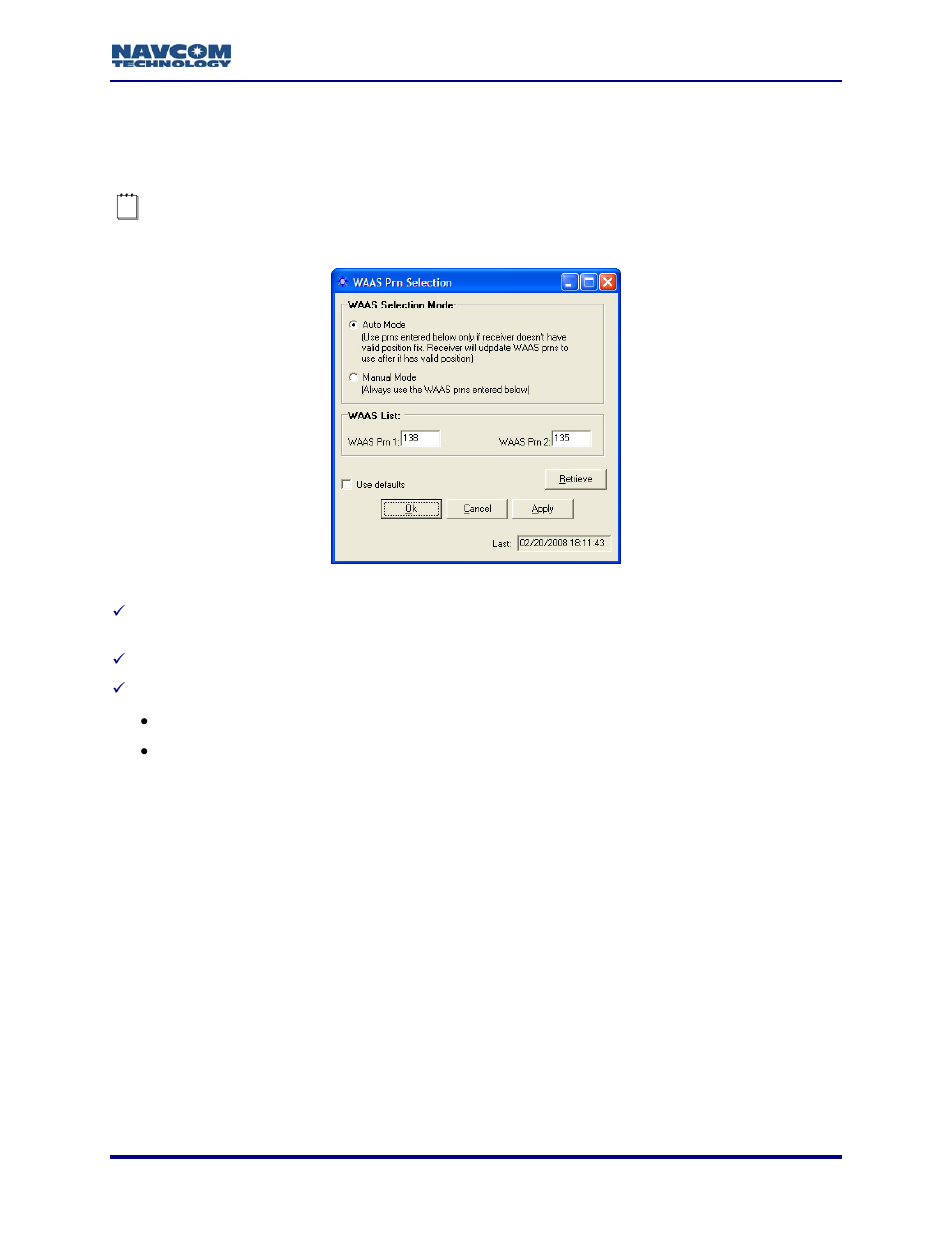 Waas prn selection, Figure 16: waas prn selection window | NavCom StarUtil-2110 Rev.B User Manual | Page 25 / 85