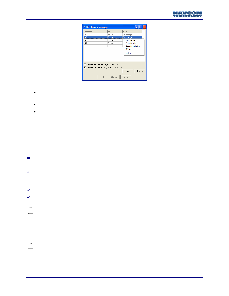 View nct binary message output data, Figure 23: rate menu, Figure 23 | NavCom StarUtil-2110 Rev.B User Manual | Page 30 / 85