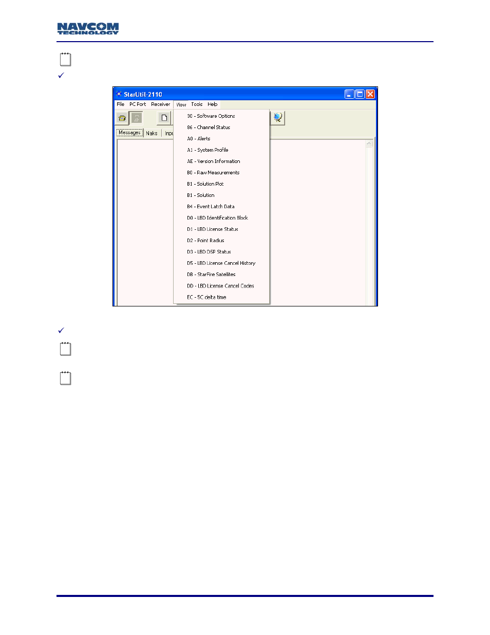Figure 24: view menu, Figure 24, Figure 24) | NavCom StarUtil-2110 Rev.B User Manual | Page 31 / 85