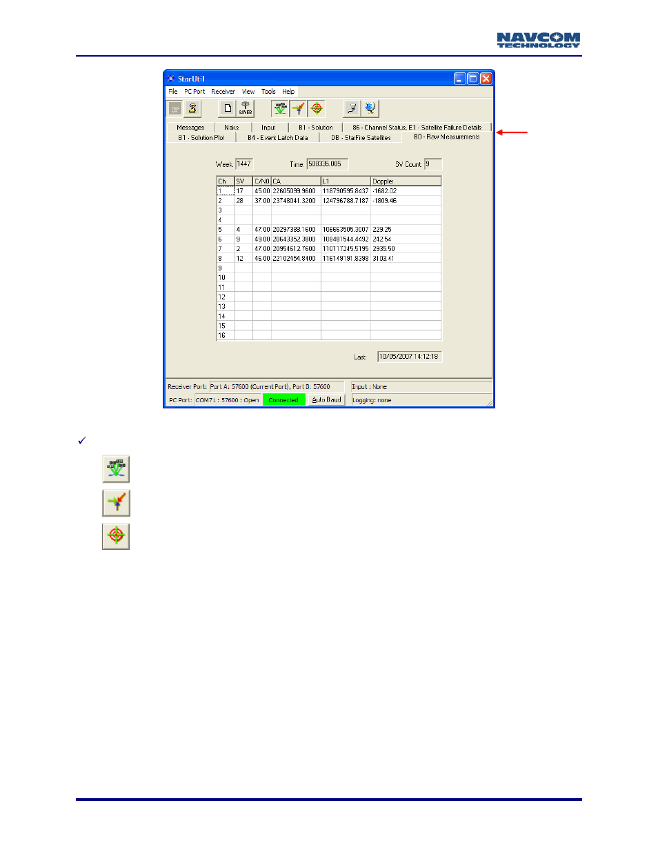 Figure 25: message tabs | NavCom StarUtil-2110 Rev.B User Manual | Page 32 / 85
