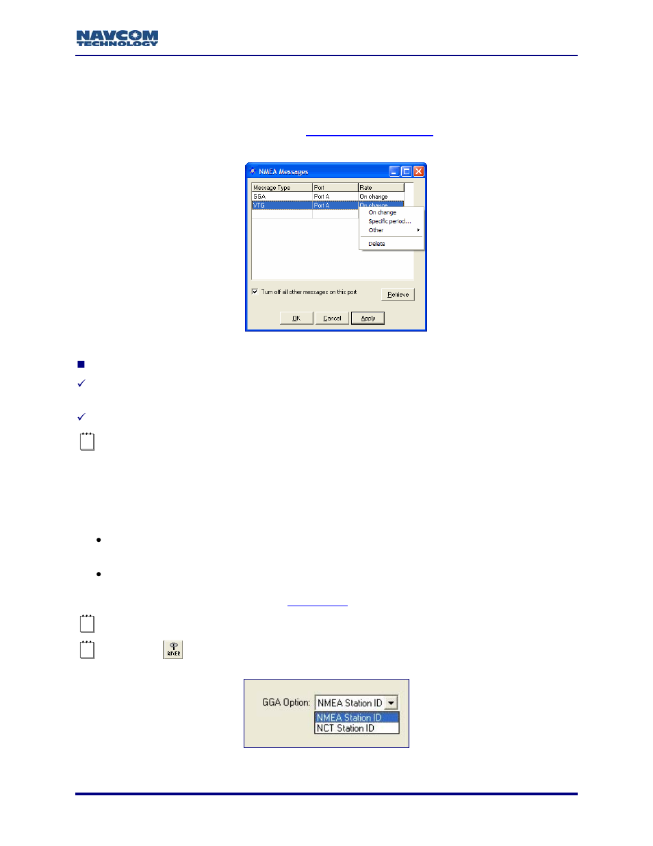Nmea gga station id field 14, Figure 36: rate menu, Figure 37: gga option | NavCom StarUtil-2110 Rev.B User Manual | Page 43 / 85