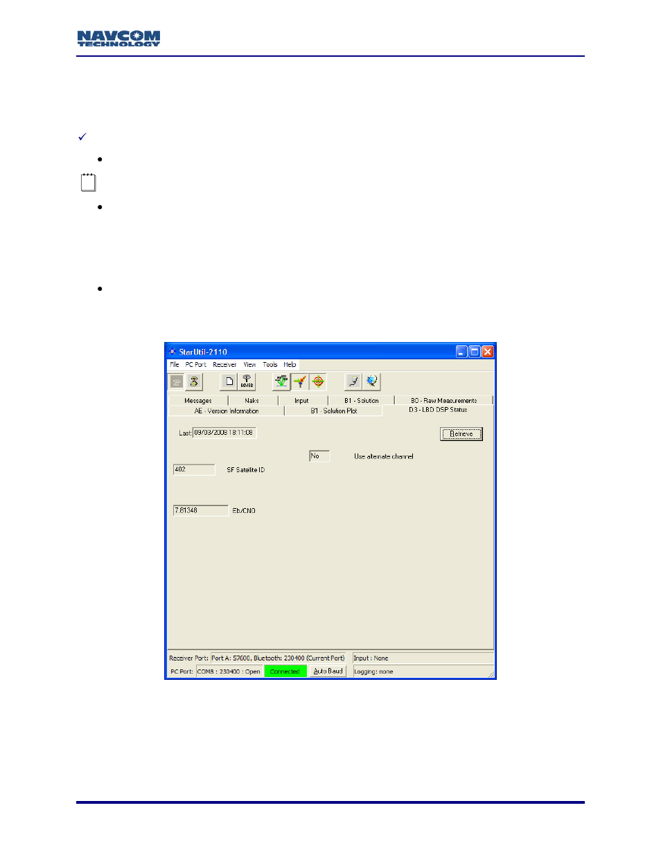 D3 – lbd dsp status, Figure 51: d3 – lbd dsp status, Figure 51). click the | NavCom StarUtil-2110 Rev.B User Manual | Page 59 / 85