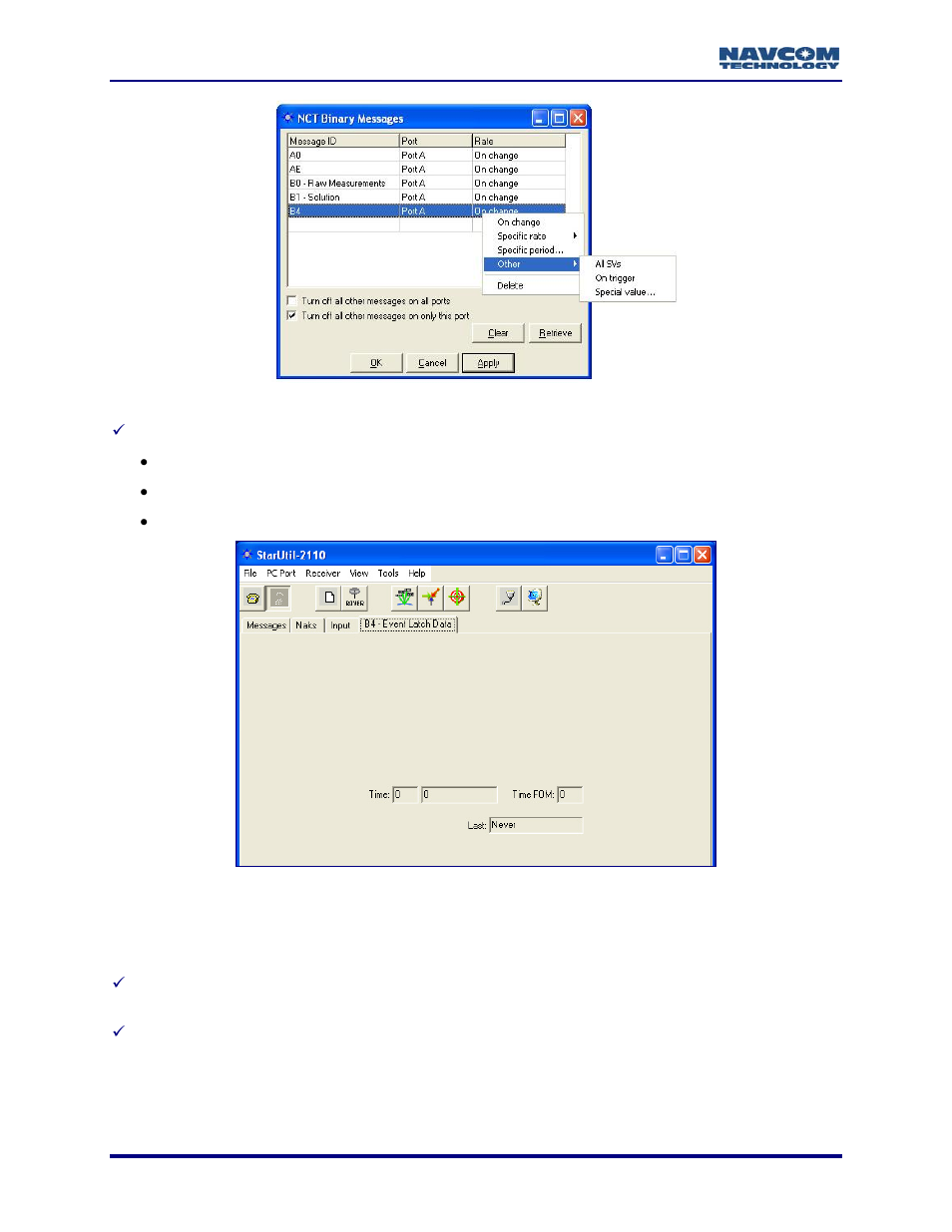 Figure 61: b4 – event latch data | NavCom StarUtil-2110 Rev.B User Manual | Page 68 / 85
