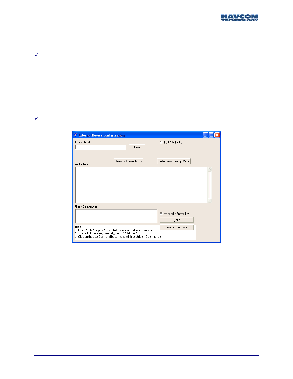 Configuration reset, Figure 64: external device configuration window | NavCom StarUtil-2110 Rev.B User Manual | Page 70 / 85