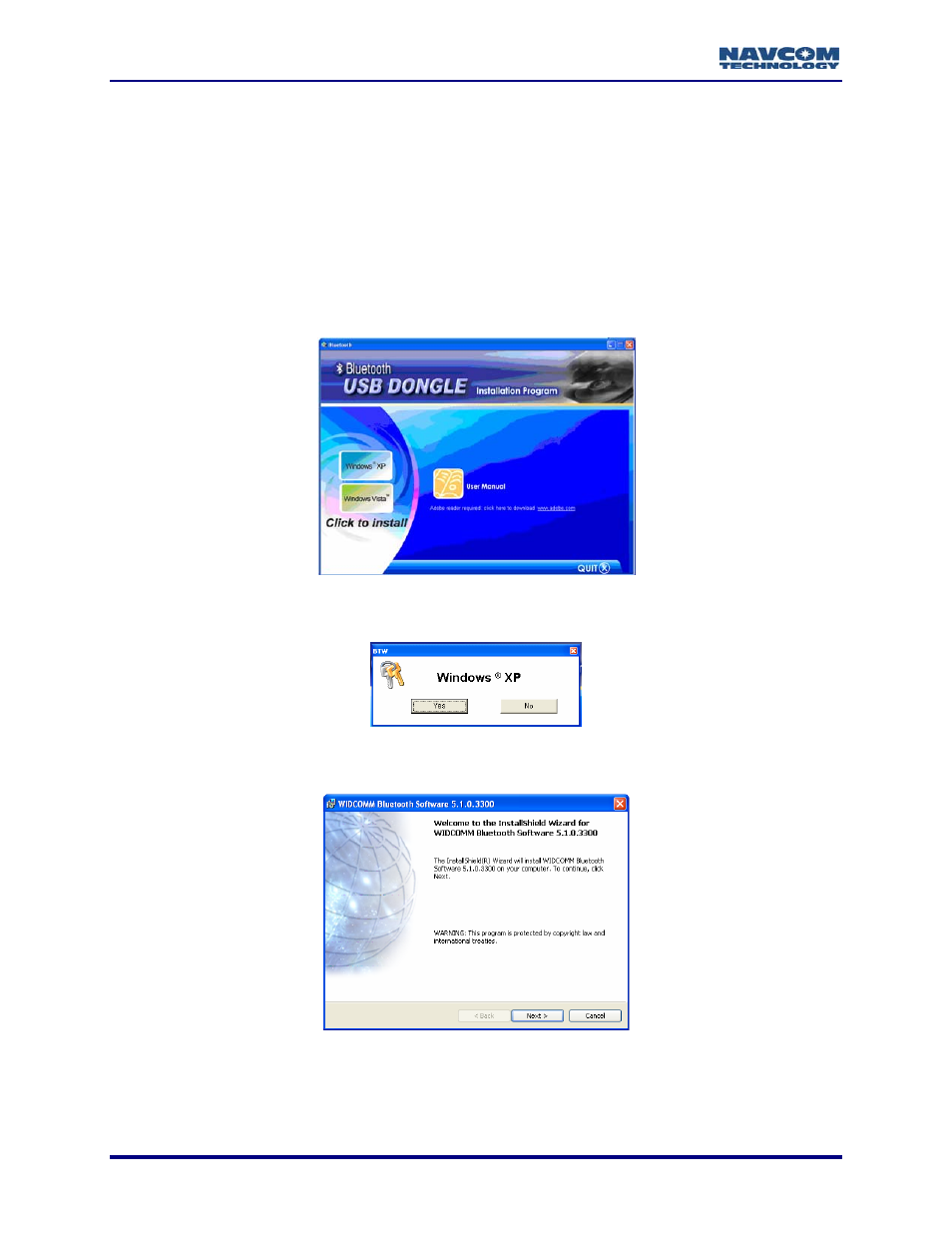 External bluetooth device software setup, Configure a virtual com port for bluetooth, Figure 73: operating system | Figure 74: installation wizard | NavCom StarUtil-2110 Rev.B User Manual | Page 78 / 85