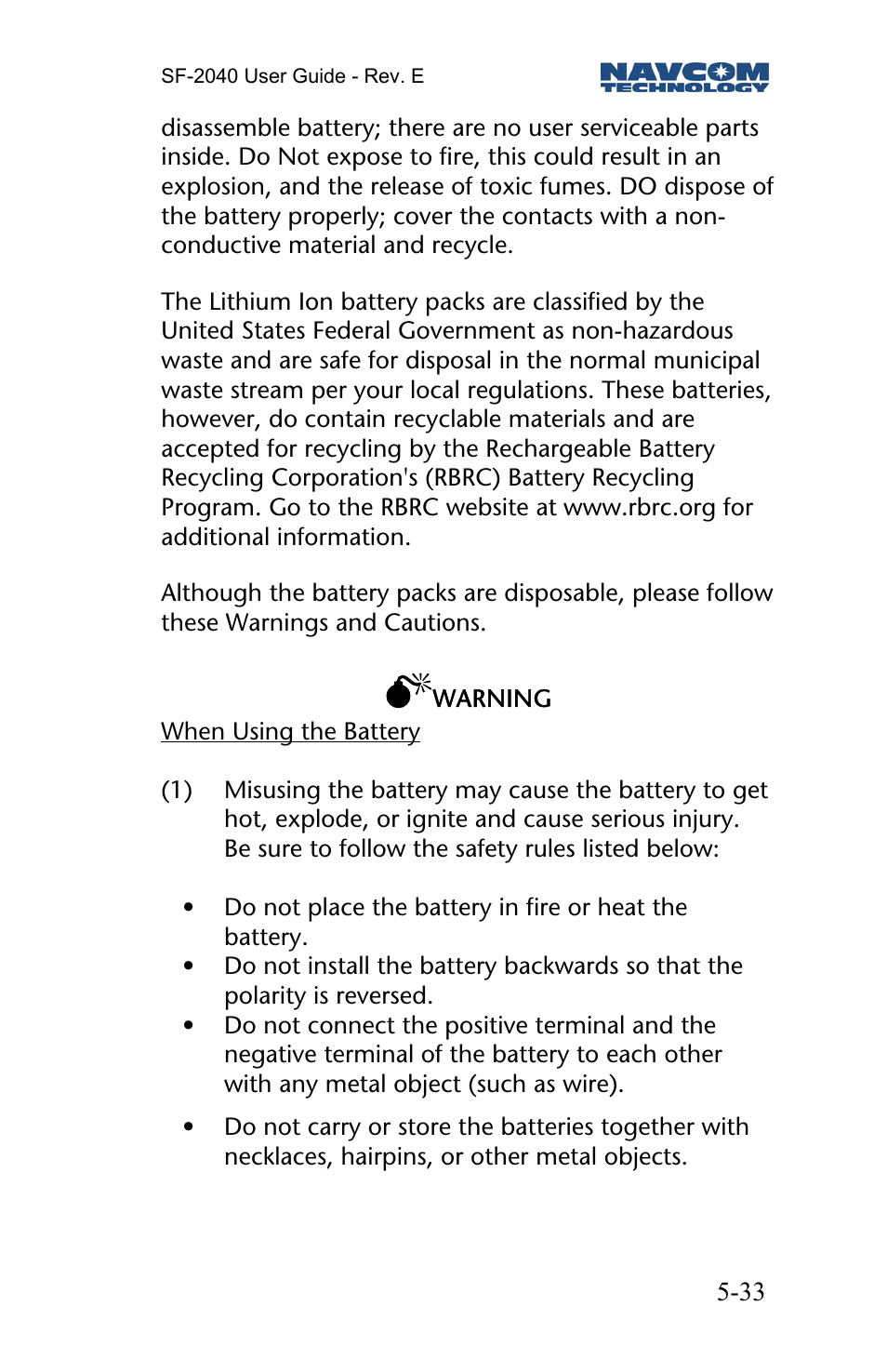 NavCom SF-2040 Rev.E User Manual | Page 35 / 63