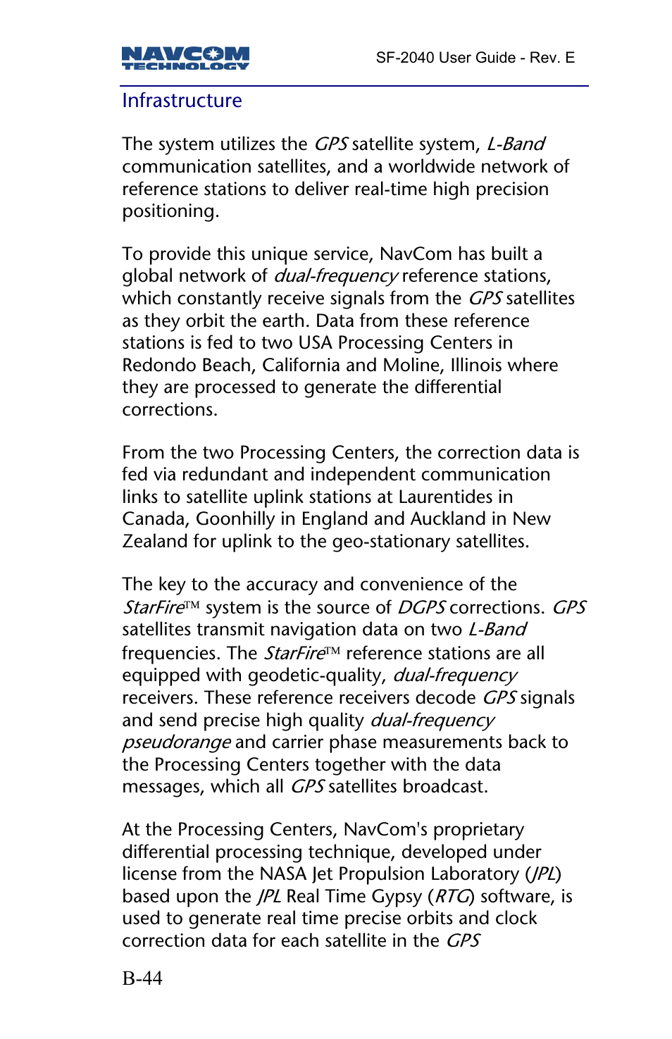 Infrastructure | NavCom SF-2040 Rev.E User Manual | Page 46 / 63