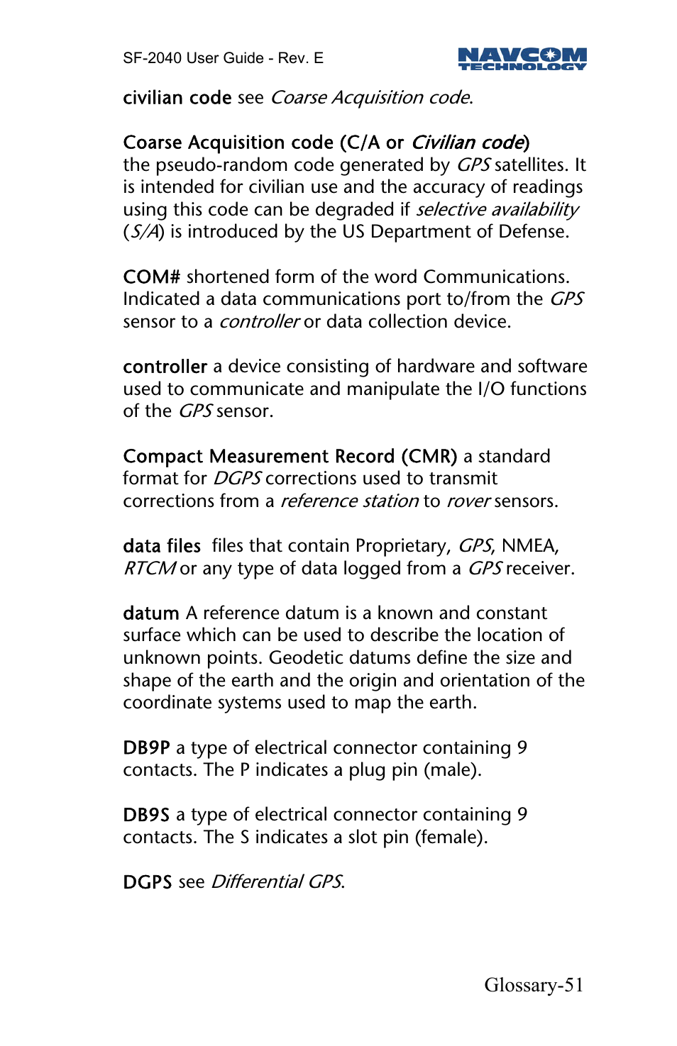NavCom SF-2040 Rev.E User Manual | Page 53 / 63
