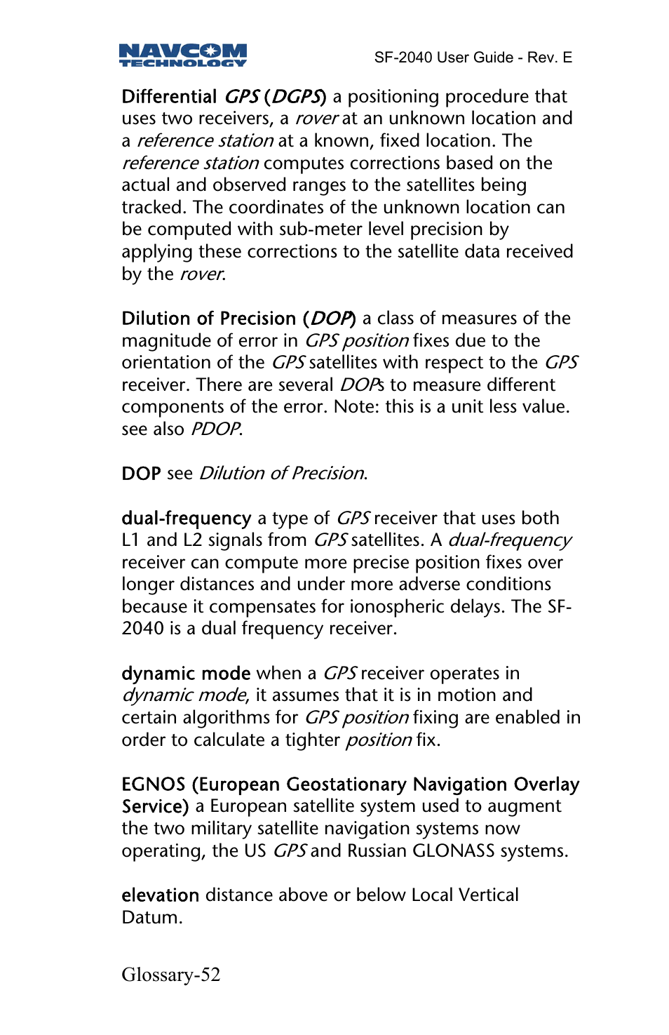 NavCom SF-2040 Rev.E User Manual | Page 54 / 63