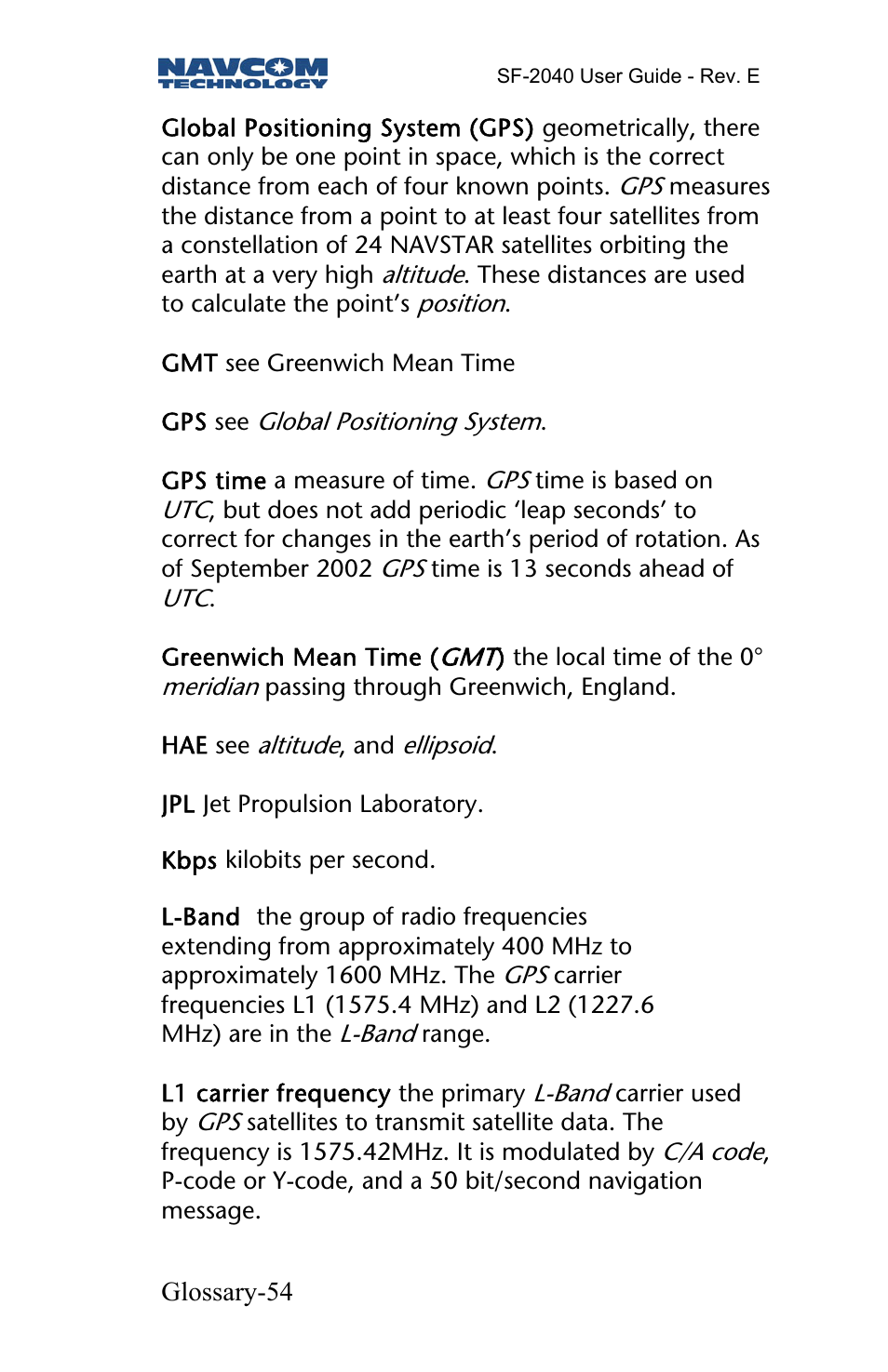 NavCom SF-2040 Rev.E User Manual | Page 56 / 63