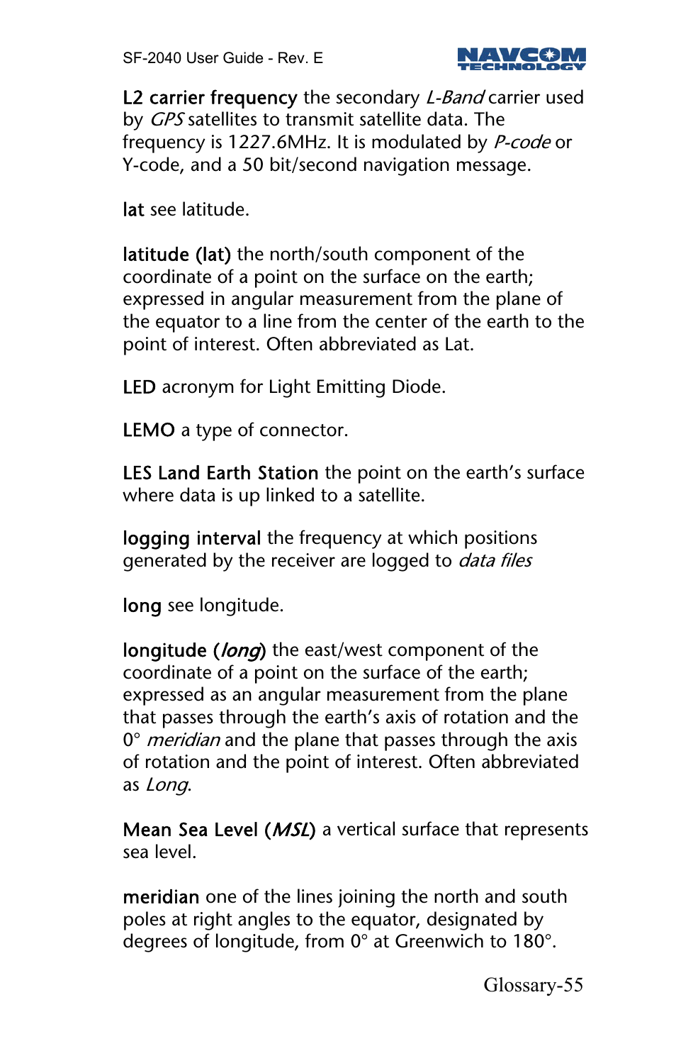 NavCom SF-2040 Rev.E User Manual | Page 57 / 63