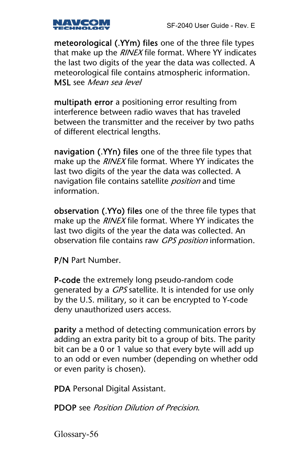 NavCom SF-2040 Rev.E User Manual | Page 58 / 63