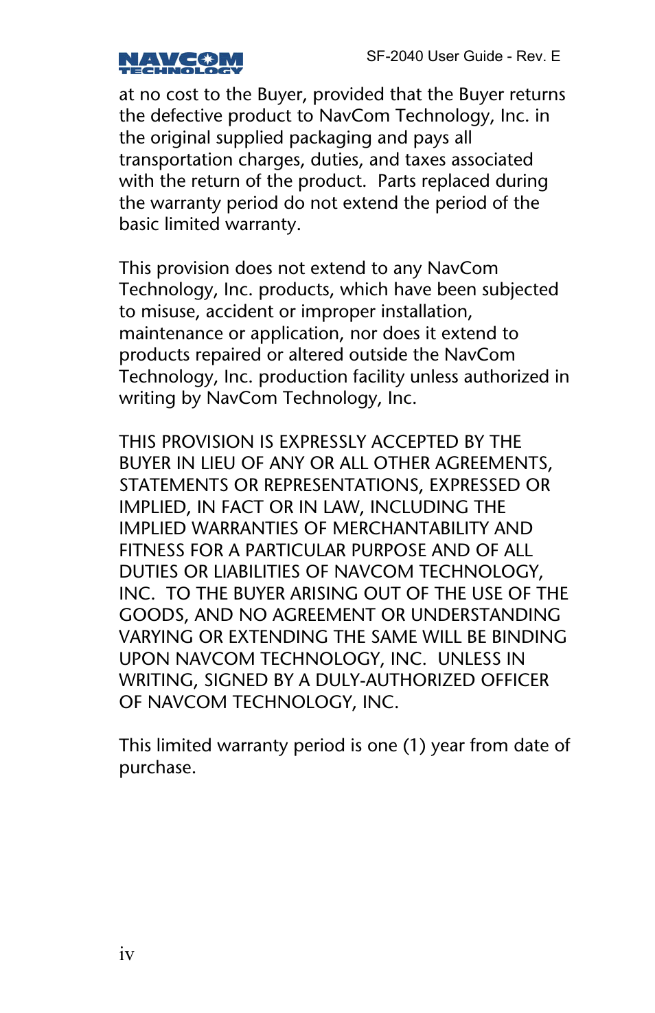 NavCom SF-2040 Rev.E User Manual | Page 6 / 63