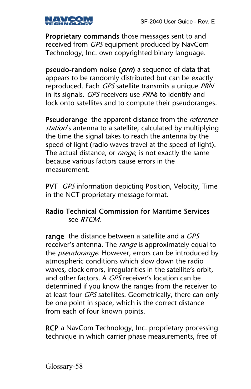 NavCom SF-2040 Rev.E User Manual | Page 60 / 63