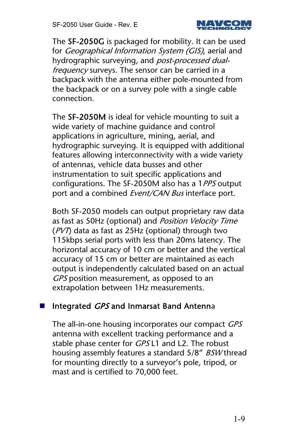 NavCom SF-2050 Rev.E User Manual | Page 11 / 67