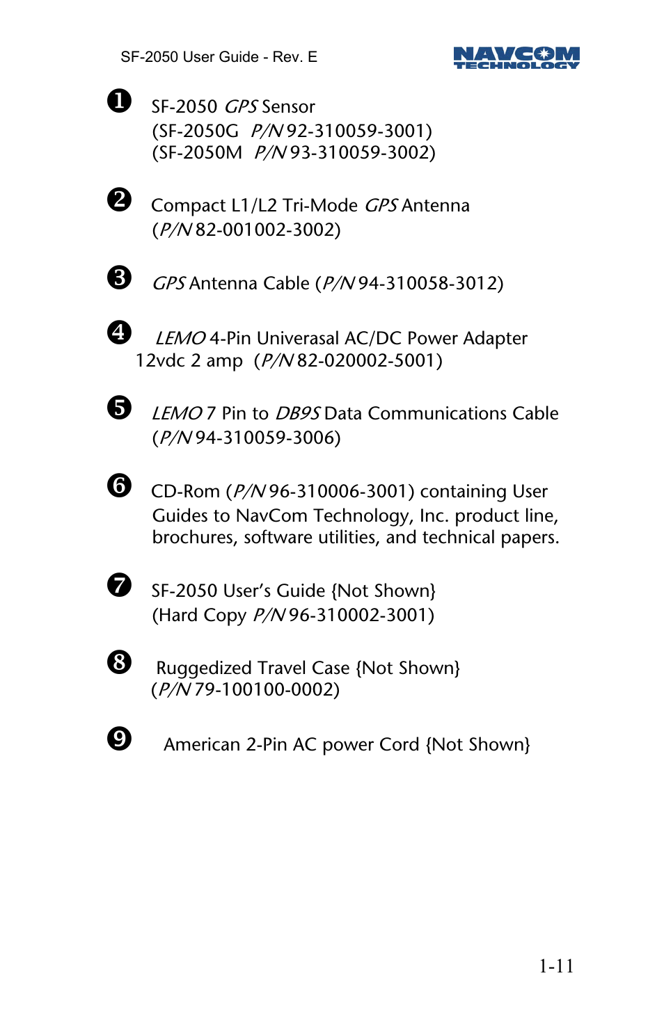 NavCom SF-2050 Rev.E User Manual | Page 13 / 67