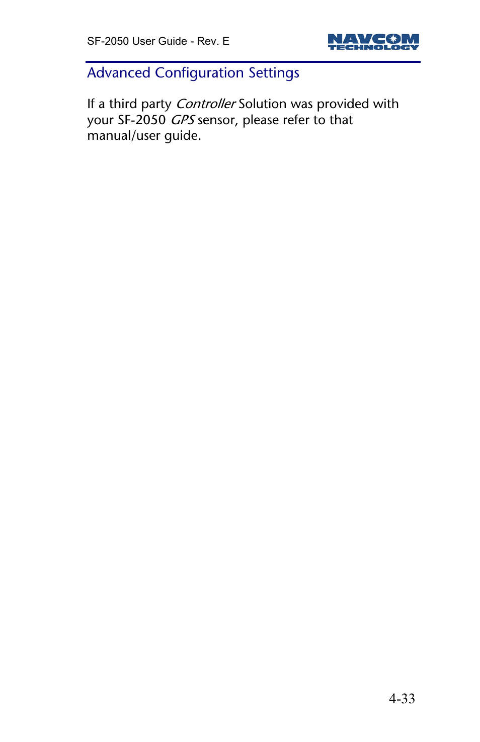 Advanced configuration settings | NavCom SF-2050 Rev.E User Manual | Page 35 / 67