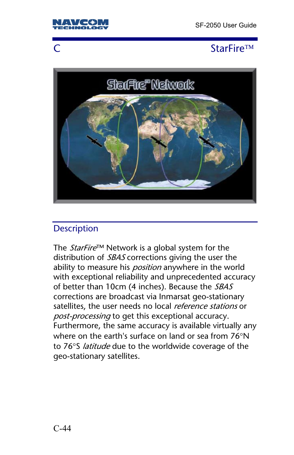 C starfire tm, Description, Starfire | C starfire | NavCom SF-2050 Rev.E User Manual | Page 46 / 67