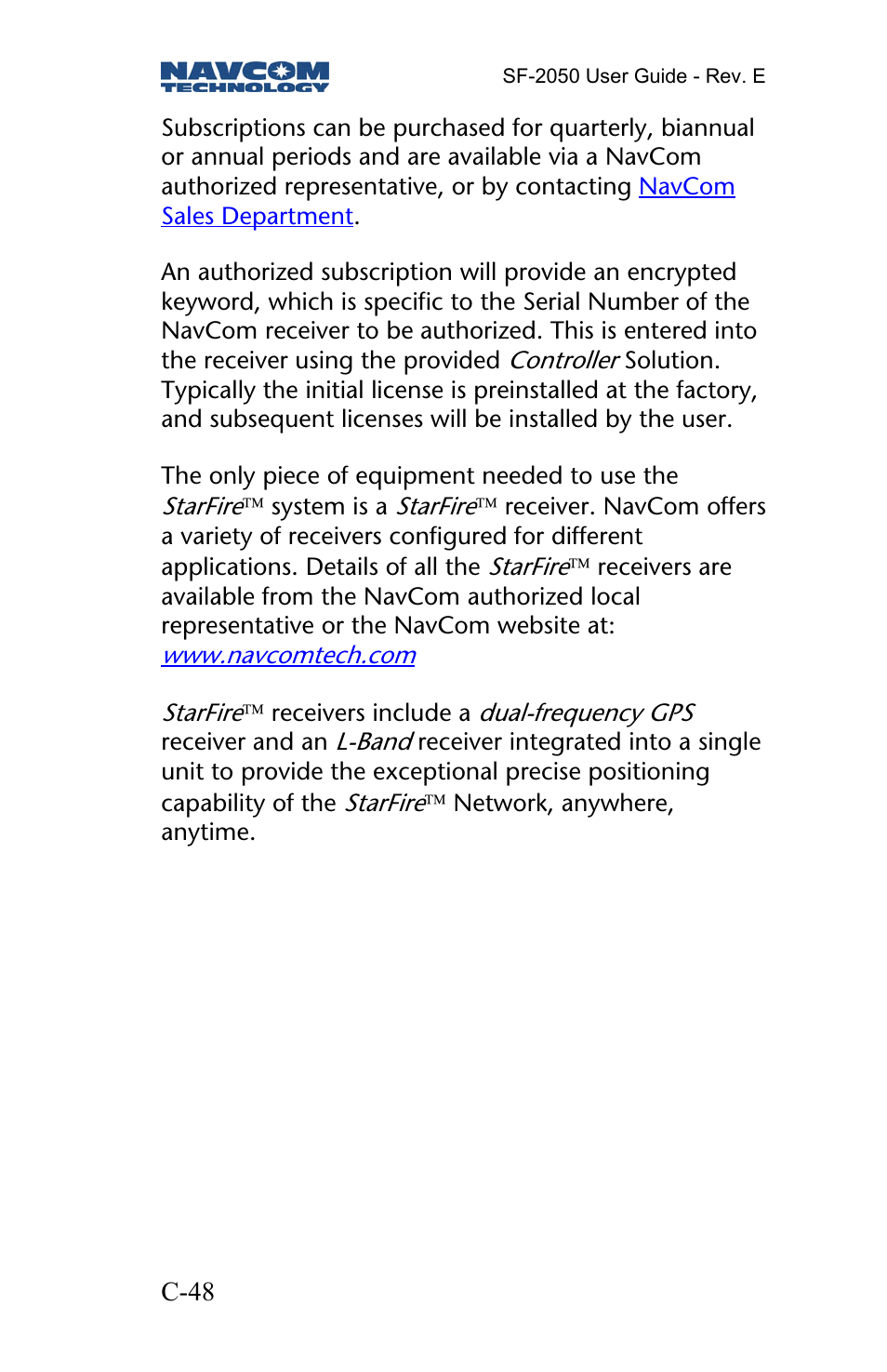 NavCom SF-2050 Rev.E User Manual | Page 50 / 67
