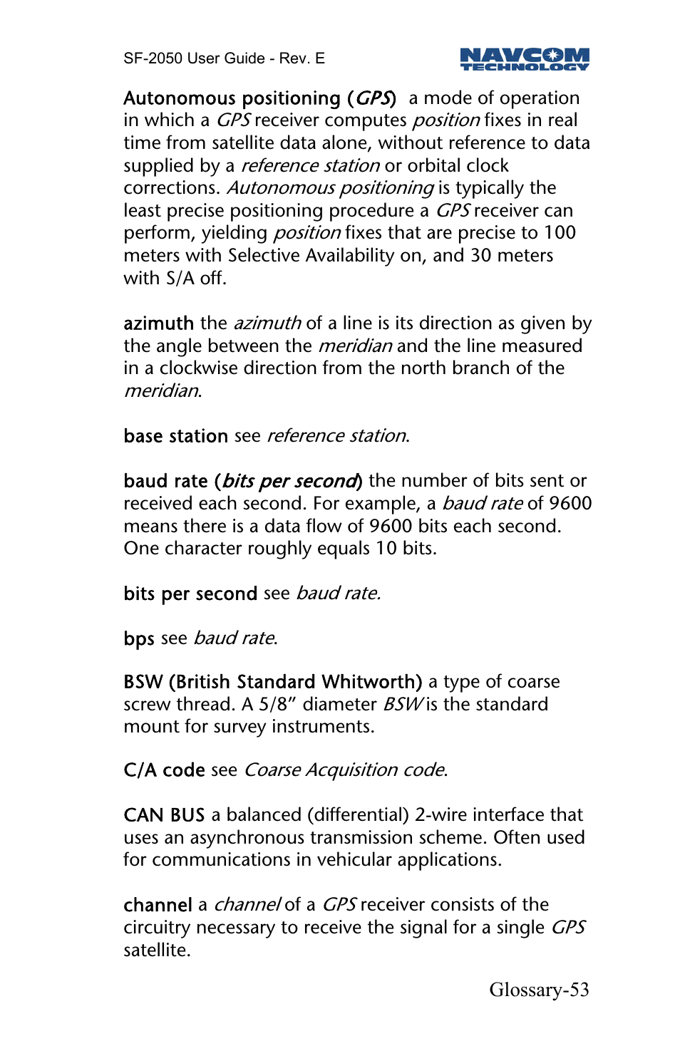 NavCom SF-2050 Rev.E User Manual | Page 55 / 67