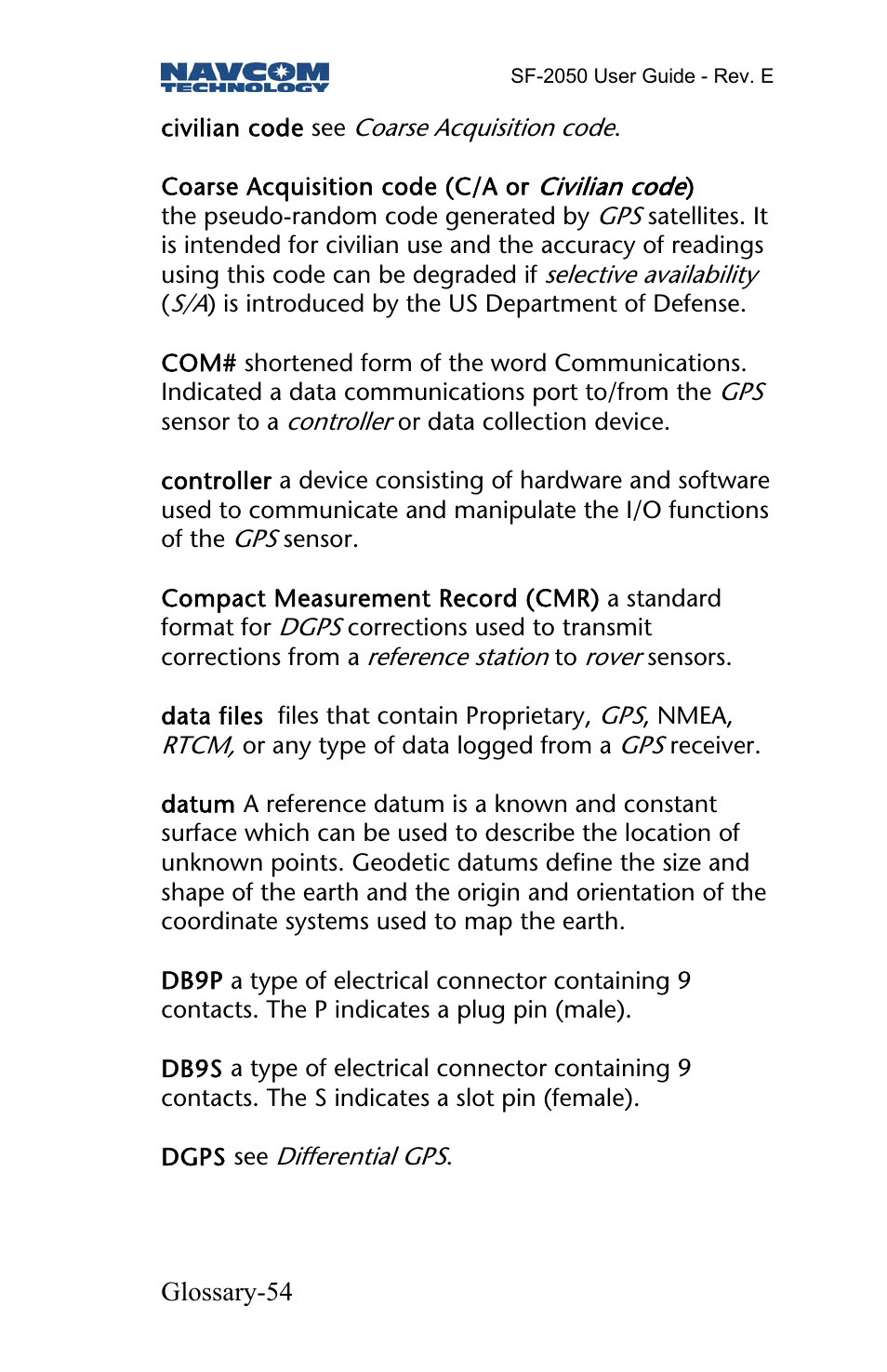 NavCom SF-2050 Rev.E User Manual | Page 56 / 67
