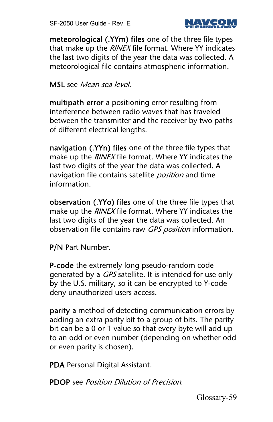 NavCom SF-2050 Rev.E User Manual | Page 61 / 67