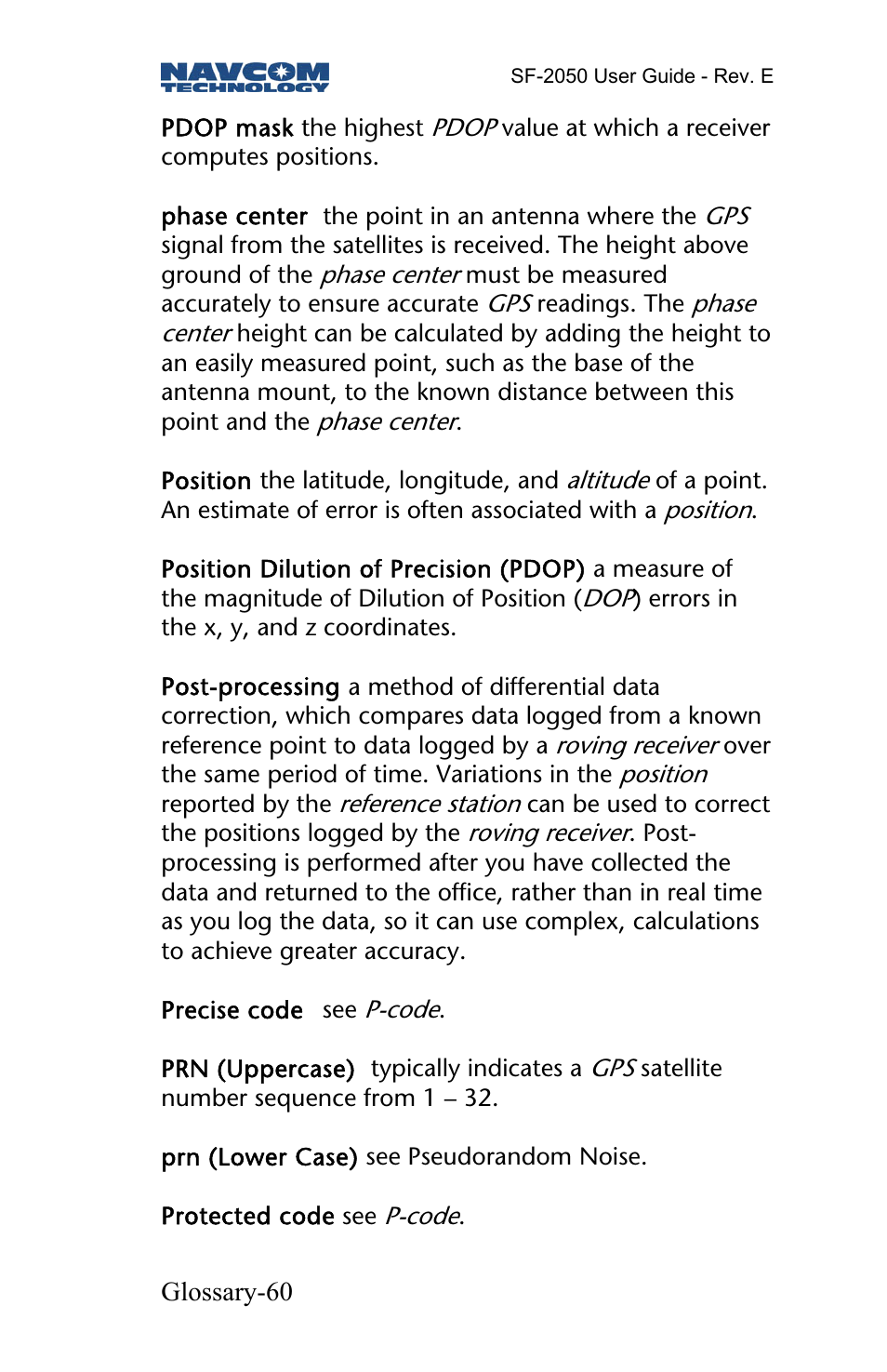 NavCom SF-2050 Rev.E User Manual | Page 62 / 67