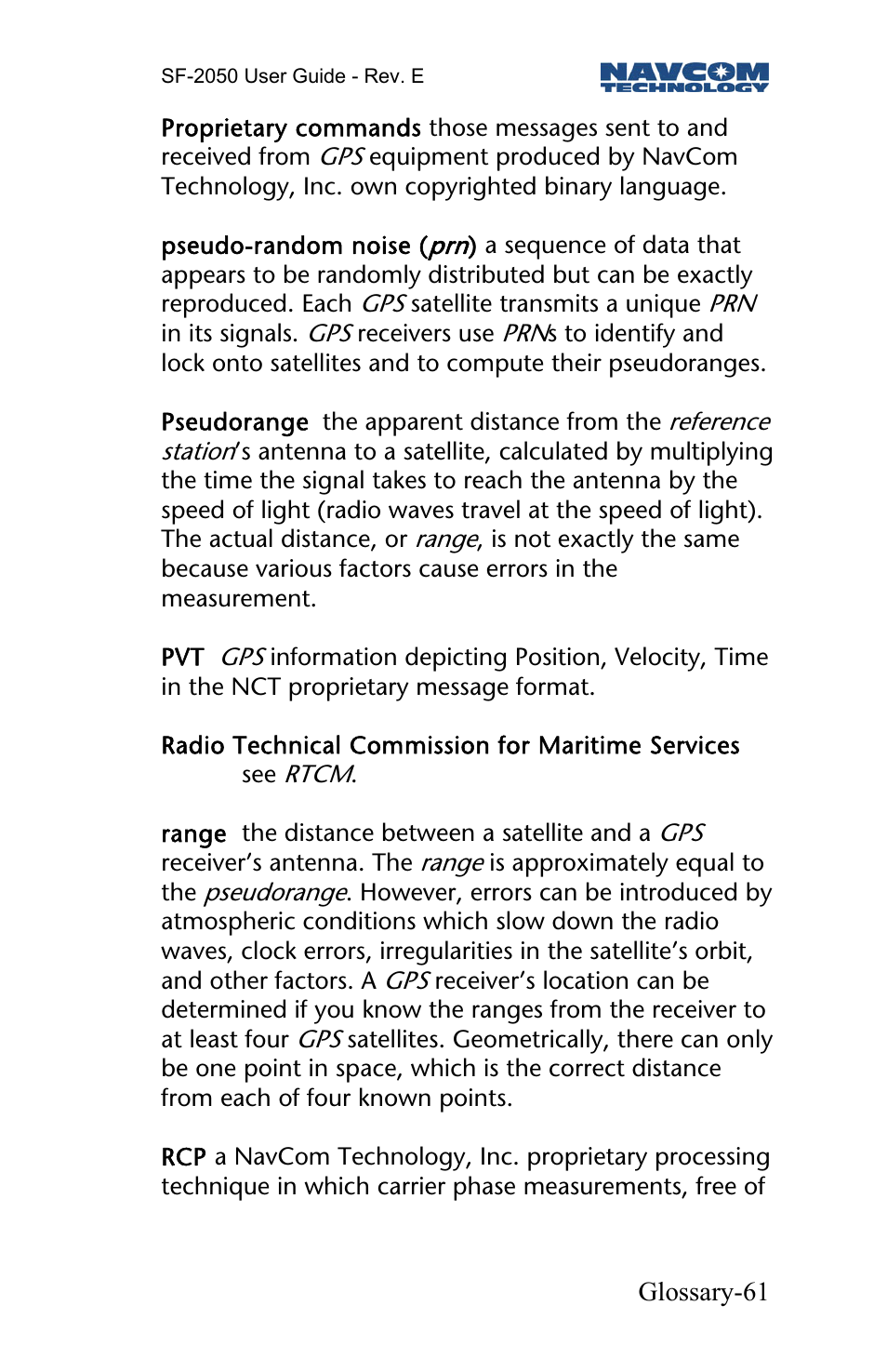 NavCom SF-2050 Rev.E User Manual | Page 63 / 67