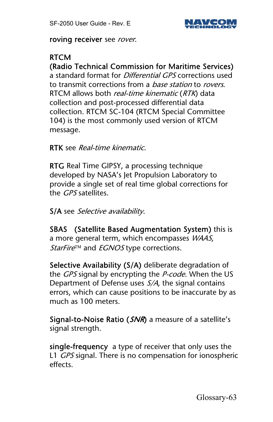 NavCom SF-2050 Rev.E User Manual | Page 65 / 67