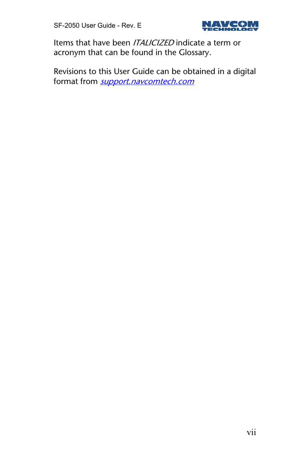 NavCom SF-2050 Rev.E User Manual | Page 9 / 67
