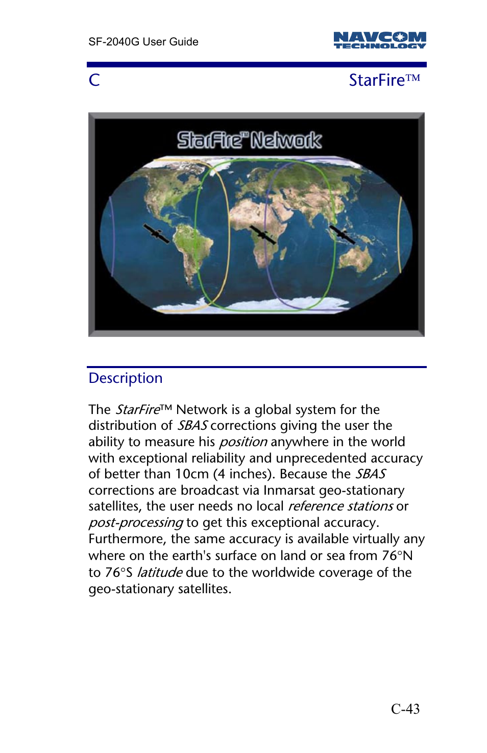 C starfiretm, Description, Starfire | C starfire | NavCom SF-2050 Rev.D User Manual | Page 45 / 65