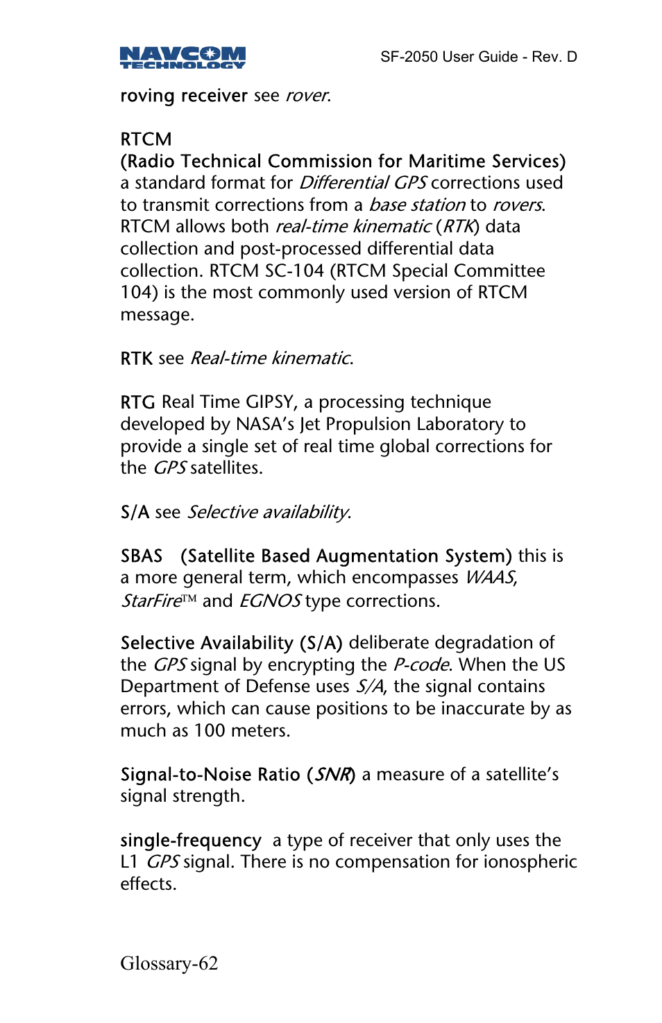 NavCom SF-2050 Rev.D User Manual | Page 64 / 65