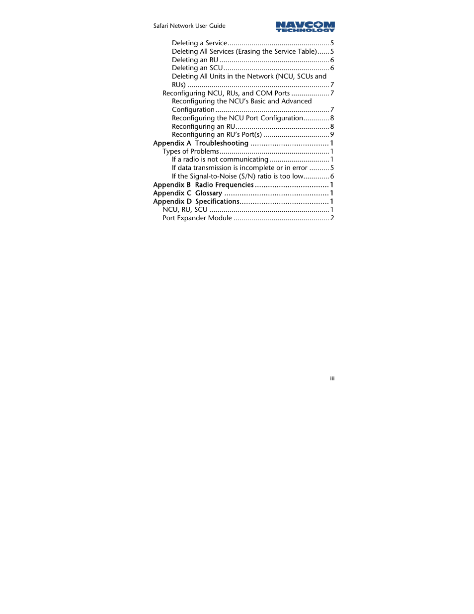 NavCom SR-7120 Rev.A User Manual | Page 5 / 117