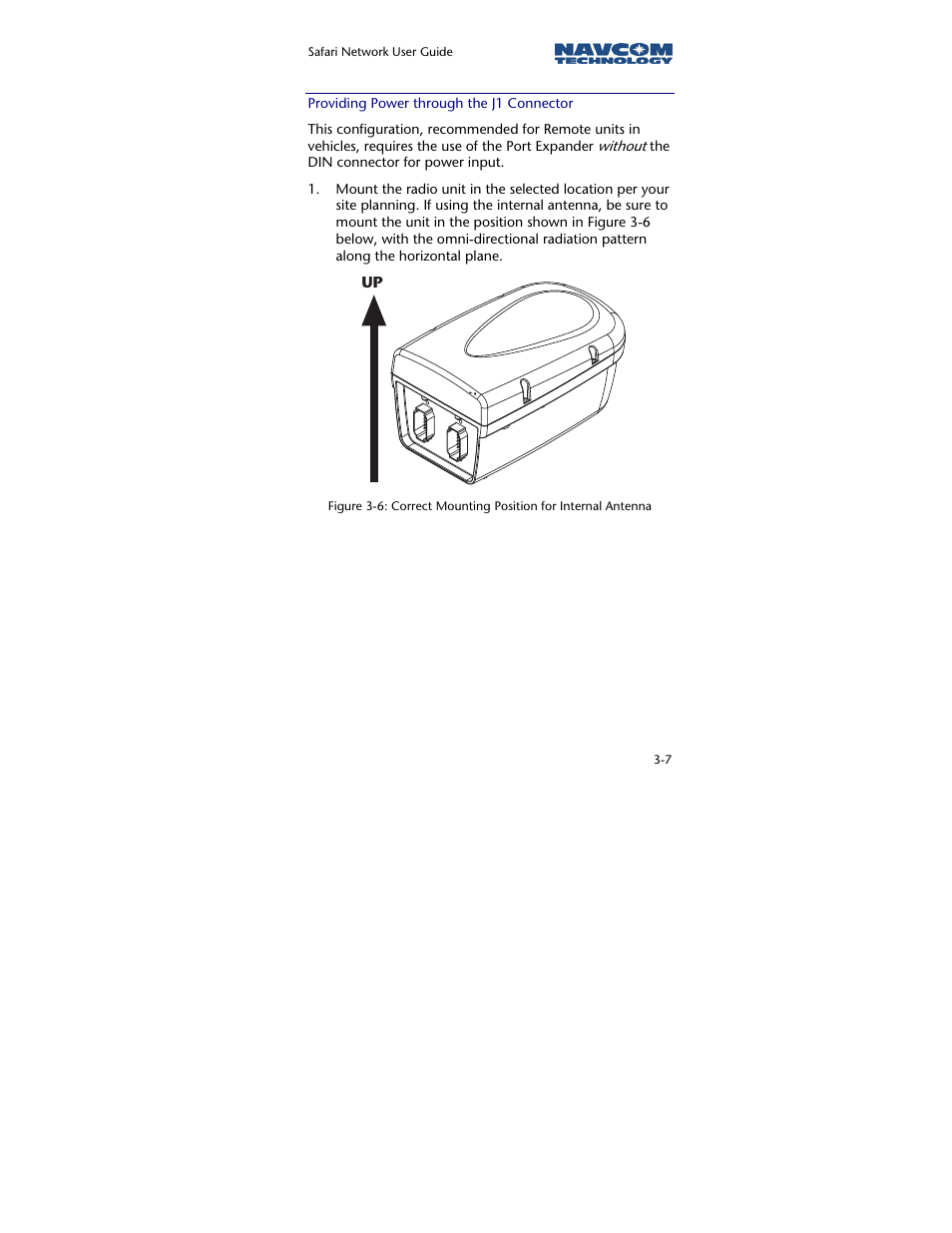 Providing power through the j1 connector | NavCom SR-7120 Rev.A User Manual | Page 53 / 117