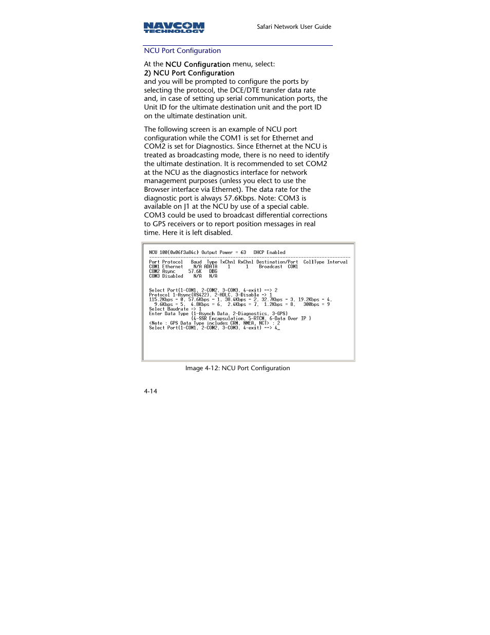 Ncu port configuration | NavCom SR-7120 Rev.A User Manual | Page 76 / 117