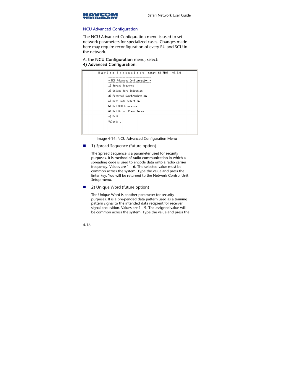 Ncu advanced configuration | NavCom SR-7120 Rev.A User Manual | Page 78 / 117