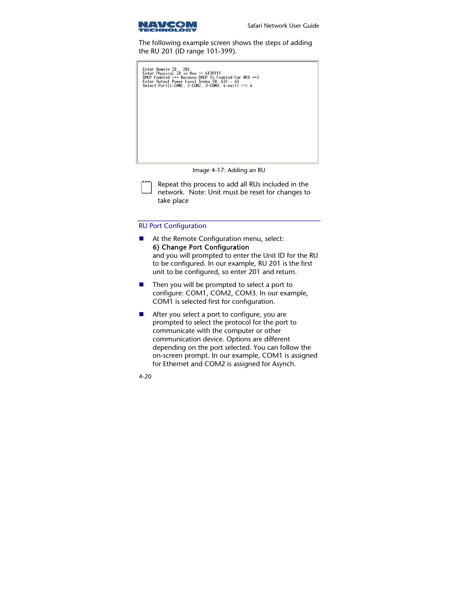 Ru port configuration | NavCom SR-7120 Rev.A User Manual | Page 82 / 117