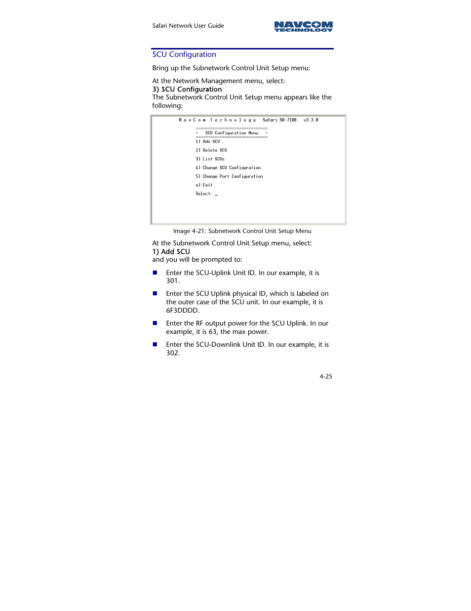 Scu configuration | NavCom SR-7120 Rev.A User Manual | Page 87 / 117