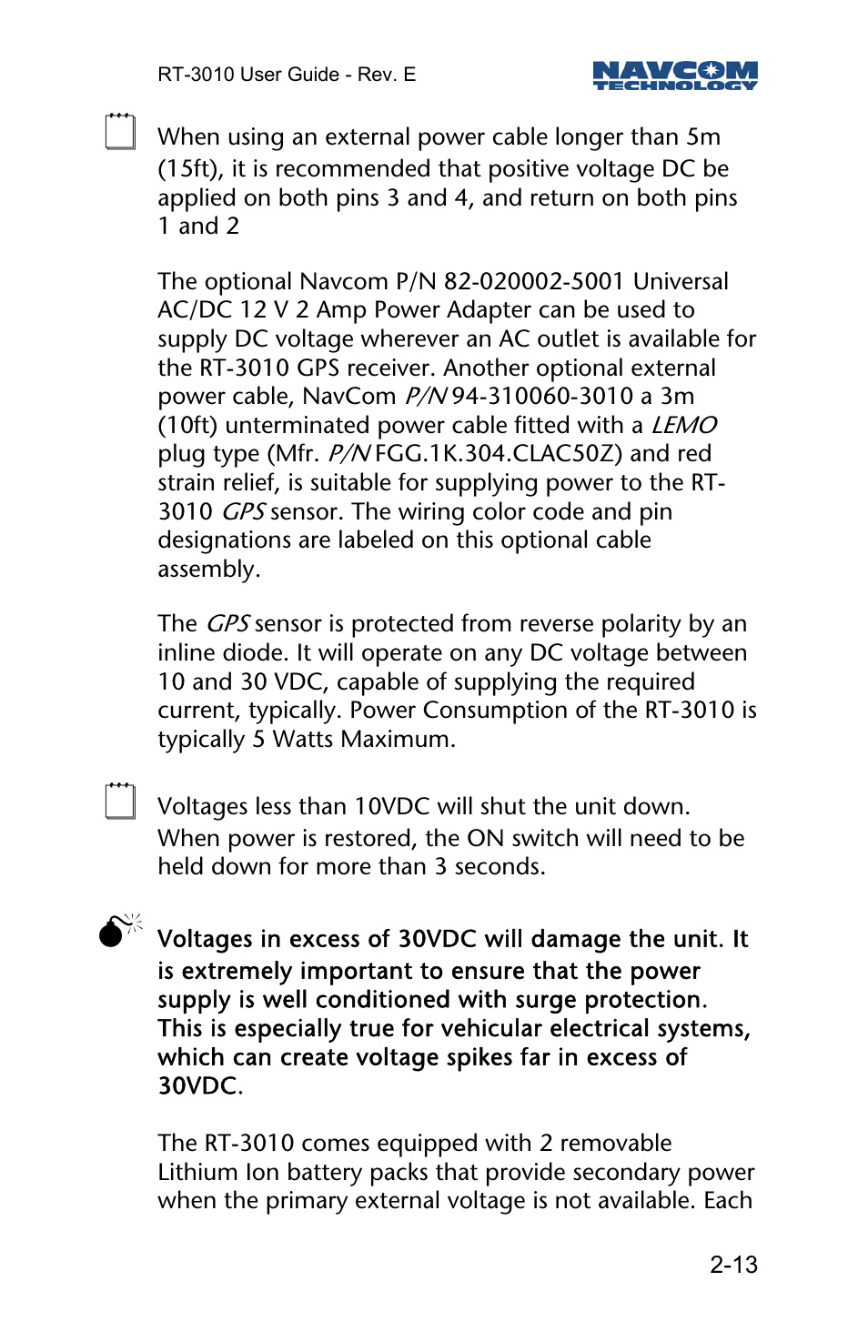 NavCom RT-3010 Rev.E User Manual | Page 15 / 61