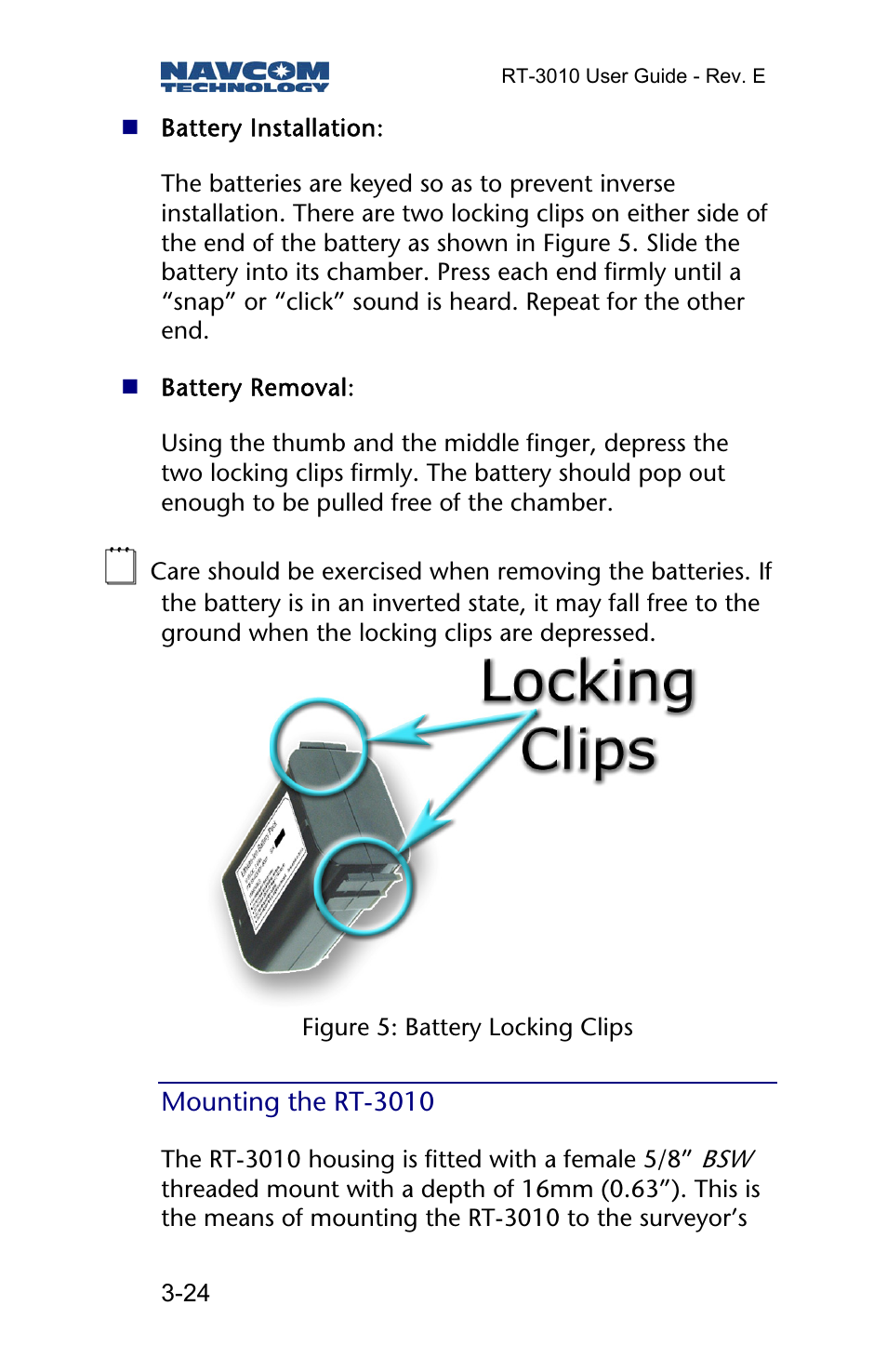 Mounting the rt-3010 | NavCom RT-3010 Rev.E User Manual | Page 26 / 61