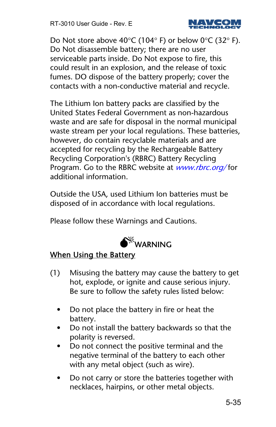 NavCom RT-3010 Rev.E User Manual | Page 37 / 61