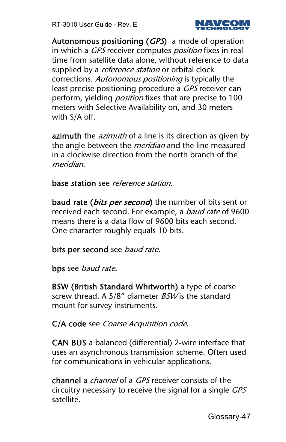 NavCom RT-3010 Rev.E User Manual | Page 49 / 61
