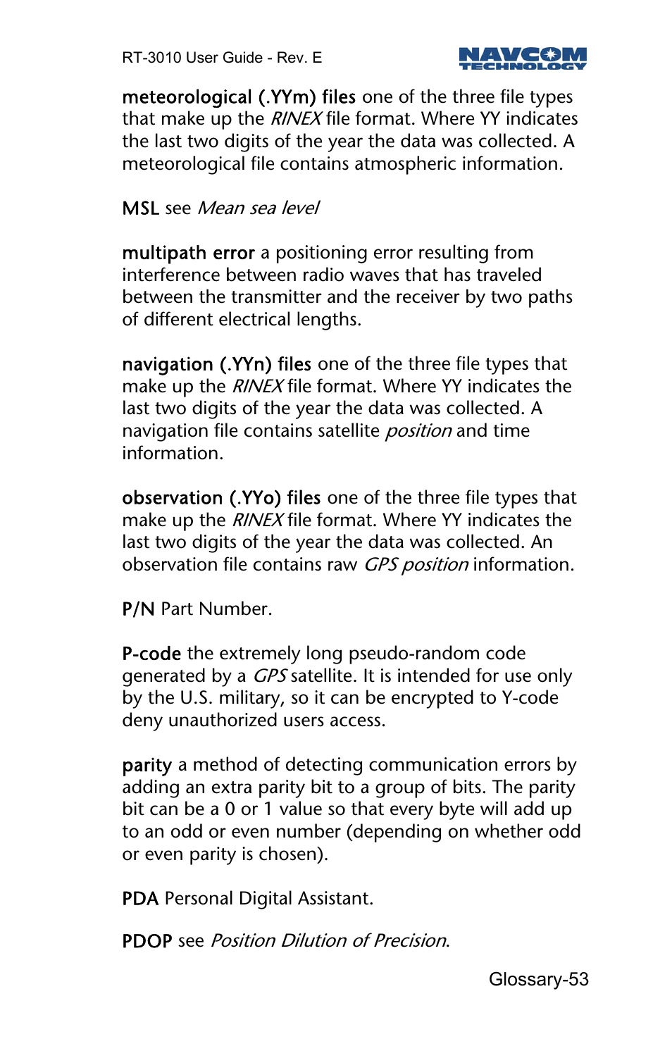 NavCom RT-3010 Rev.E User Manual | Page 55 / 61