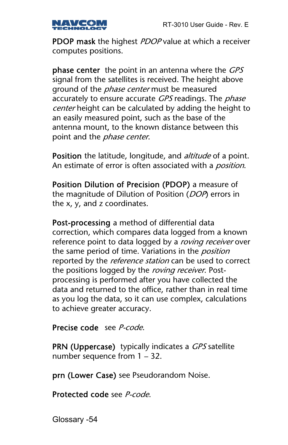 NavCom RT-3010 Rev.E User Manual | Page 56 / 61